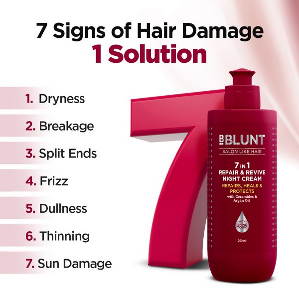 BBlunt 7 in 1 Repair & Revive Night Cream to Heal & Protect Hair Overnight - Limited Time Offer | Grocsy