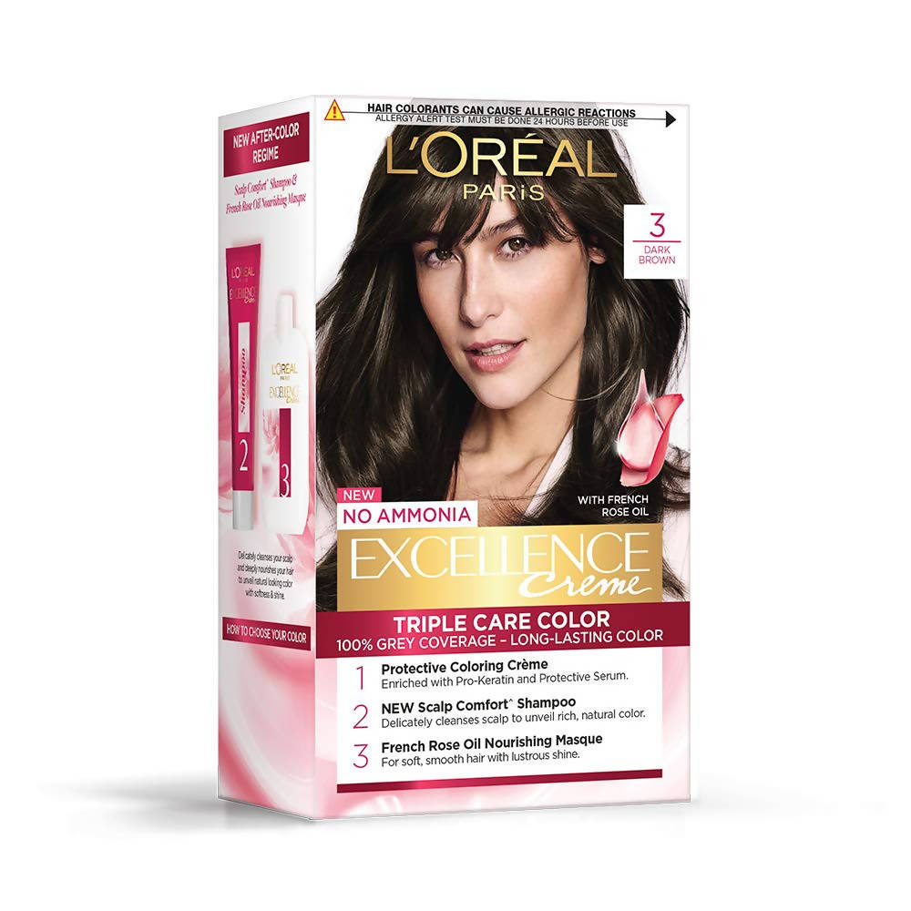 LOreal Paris Excellence Creme Hair Color - 3 Dark Brown | Grocsy