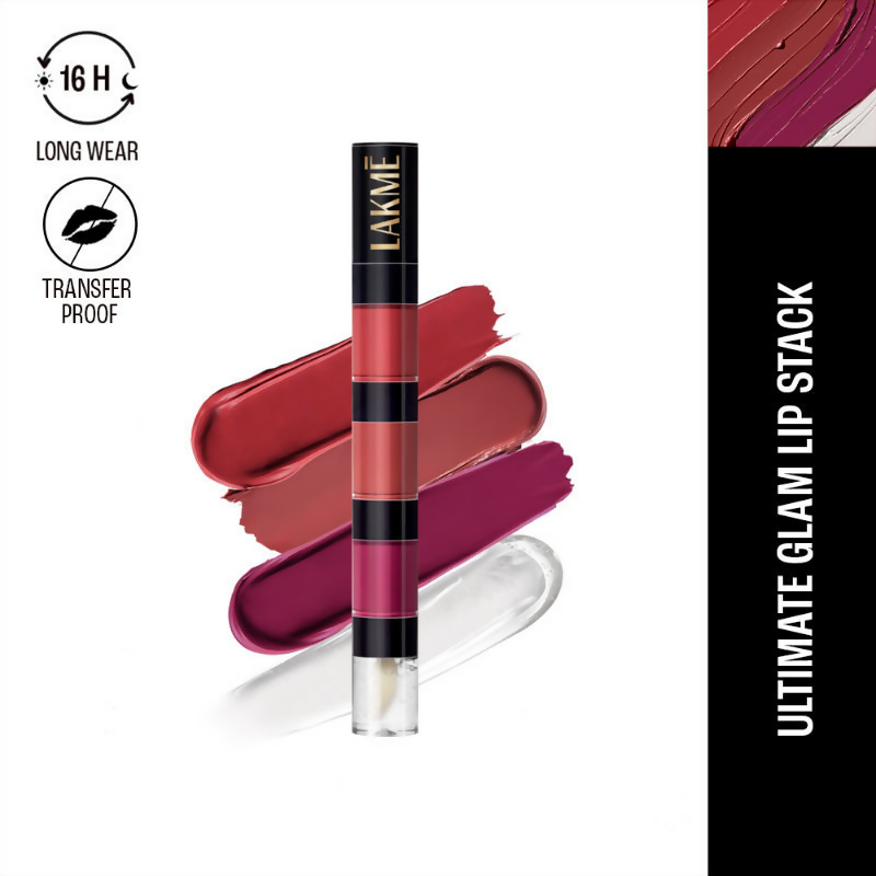 Lakme Ultimate Glam 4 In 1 Lip Stack - Pink Vibe Only | Grocsy
