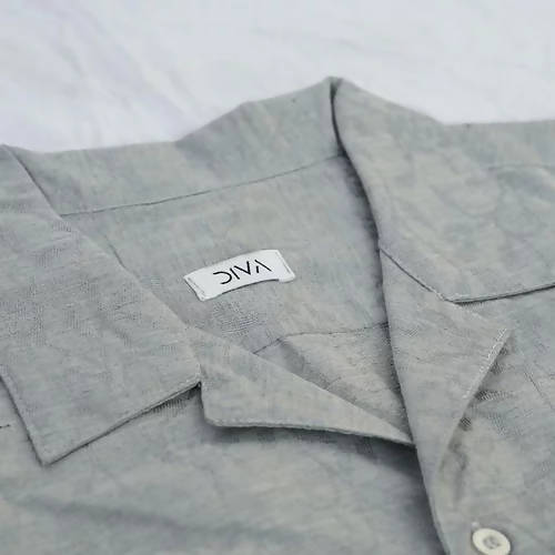 Diva Globe Grey Lapel Collar Shirt | Grocsy