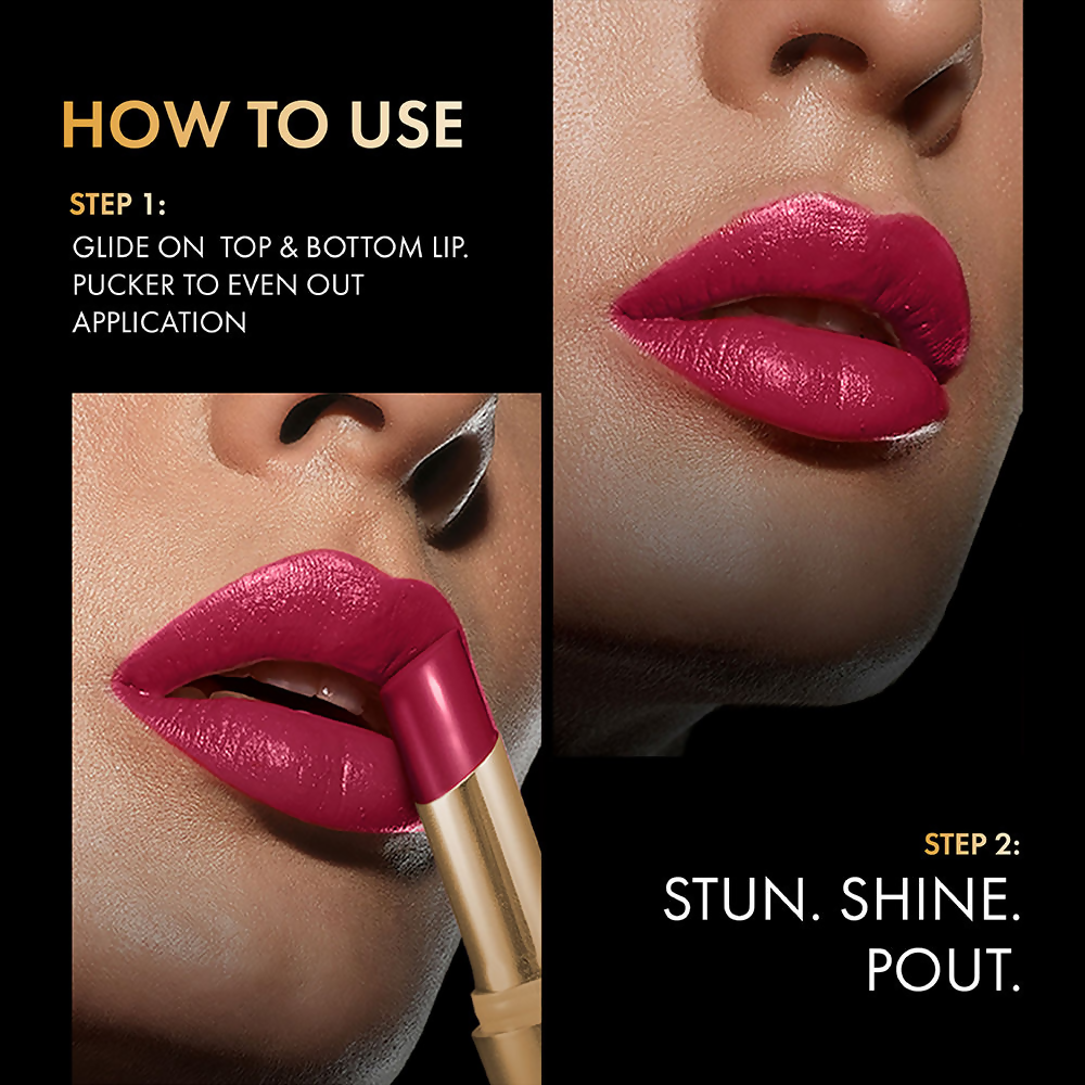 Lakme Glitterati Collection Shine Lipstick - Pink Rose | Grocsy