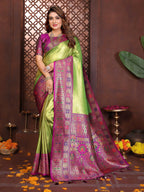 Aastha Fashion Green Tissue Silk Weaving Saree | Grocsy