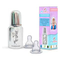 Goodmunchkins Stainless Steel Feeding Rustfree Bottle with 2 Anti Colic Silicone Nipple For Kids 150ml | Grocsy