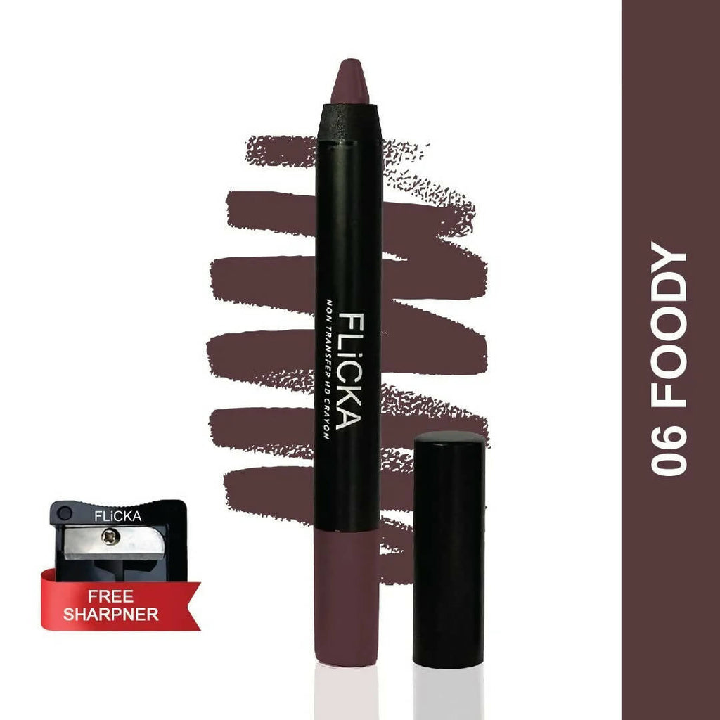 FLiCKA Lasting Lipsence Crayon Lipstick 06 Foody - Brown | Grocsy