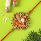 Zardosi Motif Rakhi & Kaju Rolls Box | Grocsy
