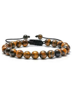 NVR Natural Tiger Eye Mens Adjustable Bracelet | Grocsy