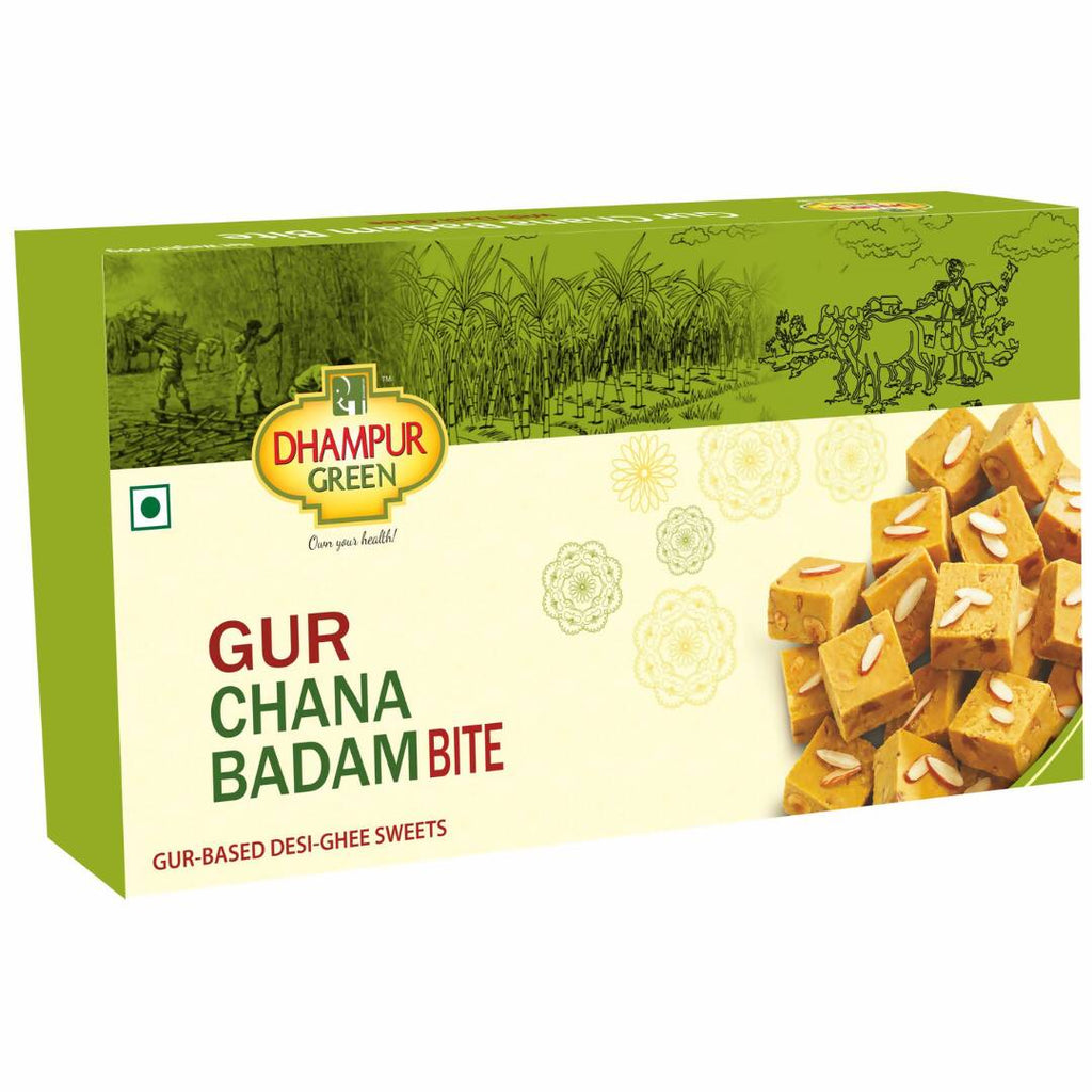 Dhampur Green Gur Chana Badam Bite | Grocsy