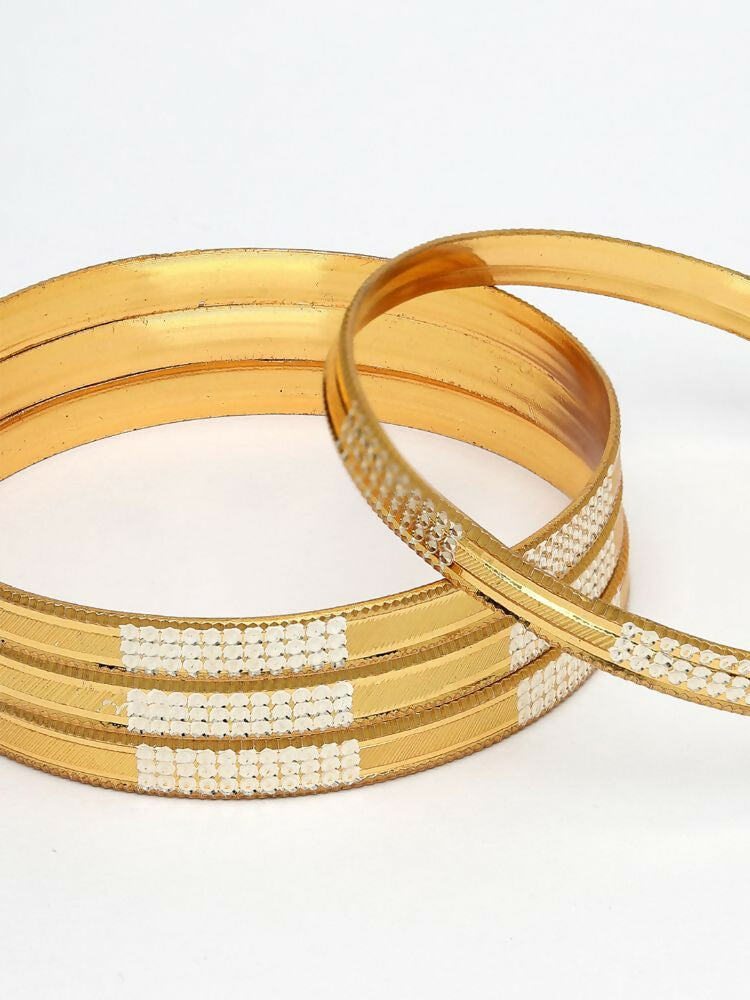NVR Women Set of 4 Gold Plated CZ Toned Bangle | Grocsy