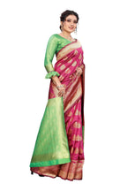 Vamika Ethnic Fire Pink Weaving Banarasi Jacquard Saree | Grocsy
