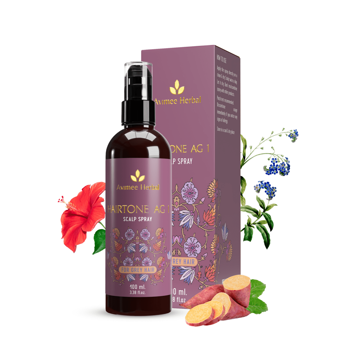 Avimee Herbal Anti Grey Hair Kit With Shakuntala Hair Cleanser & Instant Water Softener, Fights Grey Hair, With Amla, Curry Leaf and Henna Oil | Grocsy
