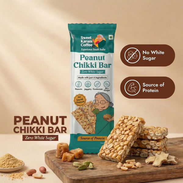 Sweet Karam Coffee Peanut Chikki Bar (Zero White Sugar) | Grocsy