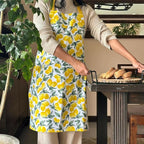 Oak & Lily 100% Cotton Kitchen Apron-Lemon Yellow | Grocsy