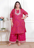 Miravan Plus Size Women'S Embellished Ethnic Cotton Kurta With Palazzo | Grocsy