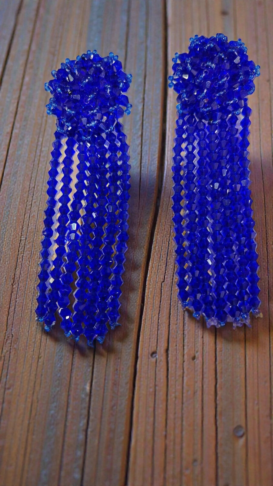 Inhanns Handmade Crystal Waterfall Earrings - Long - Royal Blue | Grocsy