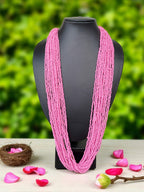 Inhanns Rangsaaz 20-Layer Luxe Long Beaded Only Necklace - Halka Pink | Grocsy