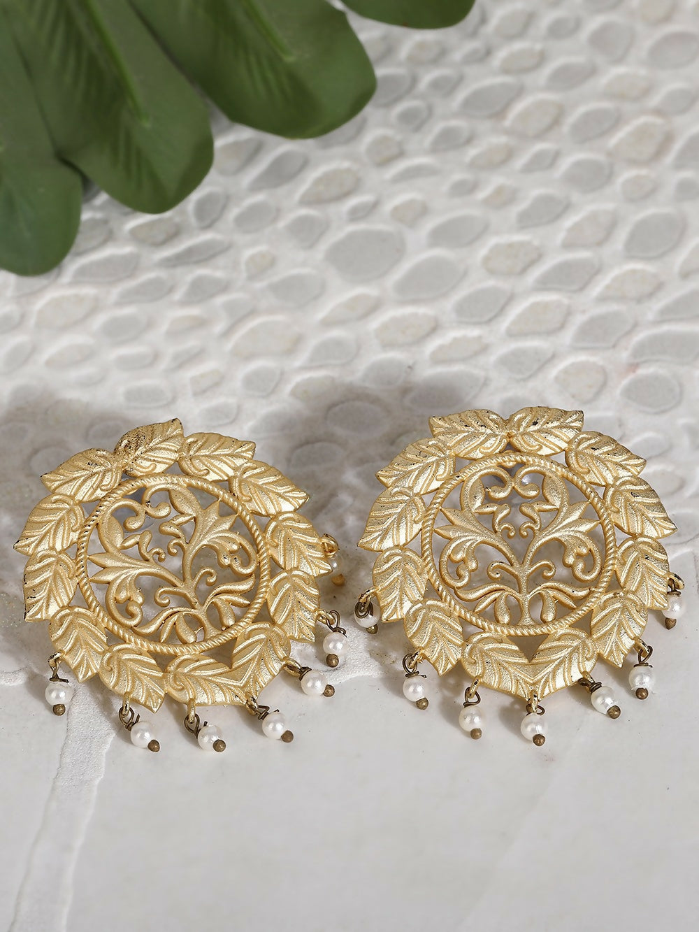 Joban Fashion Women Handcrafted Matte Gold Earrings | Grocsy