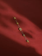Gold-Polished White Kundan-Studded Pearl Beaded Hair Band - Ruby Raang | Grocsy
