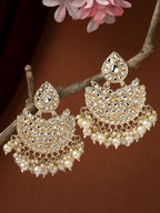 NVR Women Gold-Polished Kundan Chandbali Earrings | Grocsy