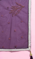House of Panchhi Burgundy Net Sequinse Work Lehenga & Blouse with Dupatta | Grocsy