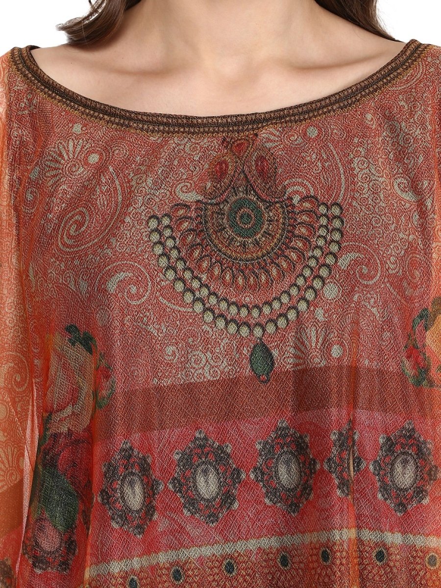 Ahalyaa Black Crepe Printed Kurta With Attached Dupatta For Women | Grocsy