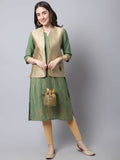 Even Apparels Beige Bansari Silk Open Front Gillet | Grocsy