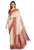 Vamika Sambalpuri Ikat Cotton Jharana Tasrite & Maroon Saree | Grocsy