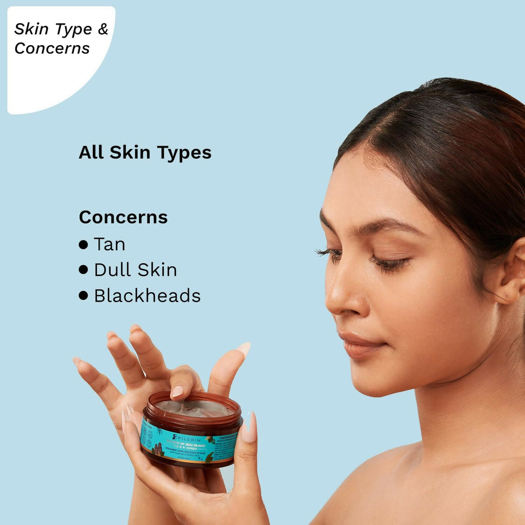 Pilgrim Face Scrub with Yugdugu & White Lotus, For Glowing Skin & Blackhead Removal, Dry, Oily Combination Skin | Grocsy