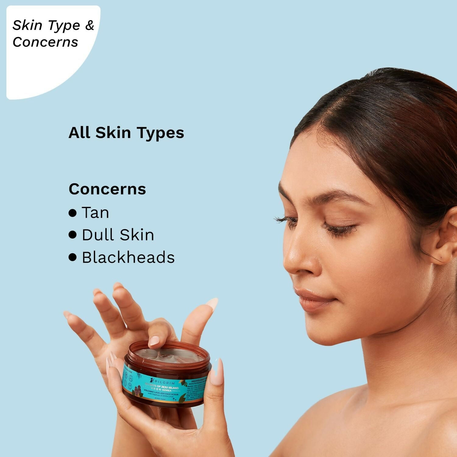 Pilgrim Face Scrub with Yugdugu & White Lotus, For Glowing Skin & Blackhead Removal, Dry, Oily Combination Skin | Grocsy