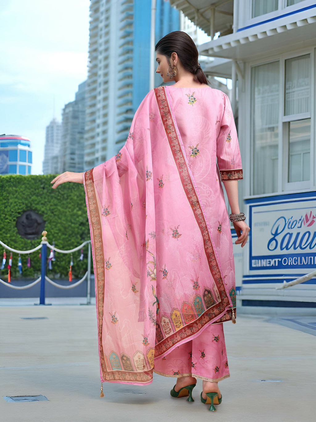 Joban Fashion Pink Position Digital Print With Position Foil Kurta Set | Grocsy