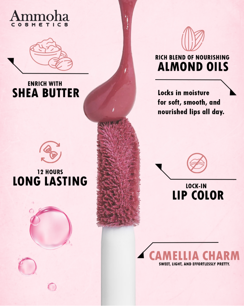 Ammoha Cosmetics Long-Lasting, Matte-Finished Camellia Charm Color Liquid Lipstick | Grocsy