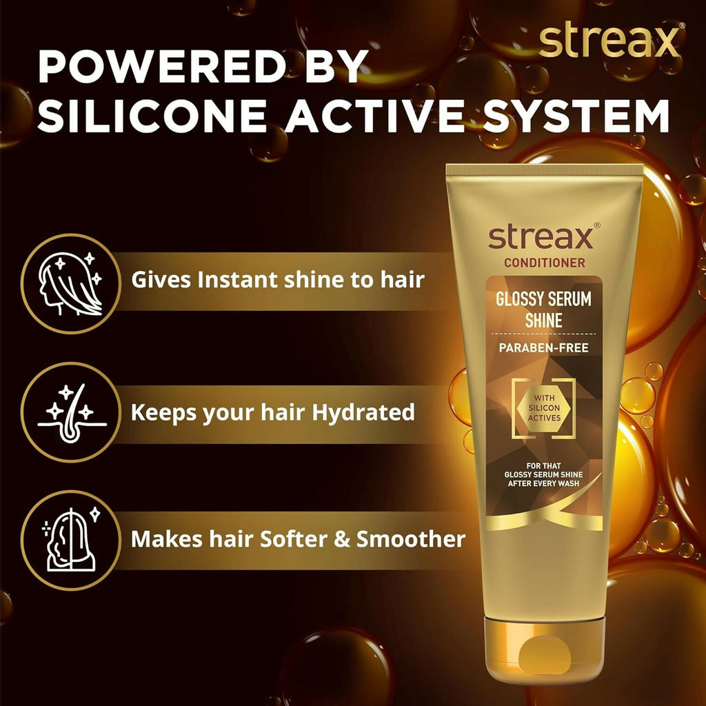 Streax Glossy Serum Shine Hair Conditioner For Dull & Dry Hair, With Silicon Actives for Shiny Hair & Frizz Control | Grocsy