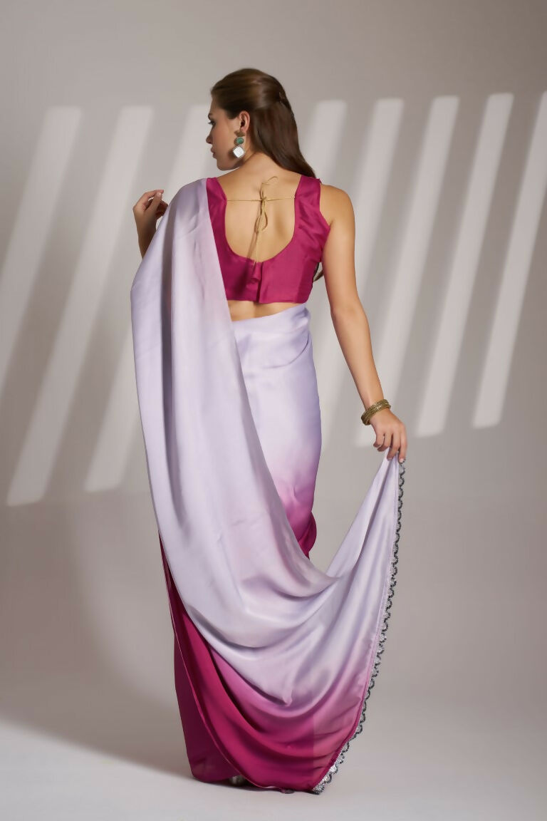 Lavender Chinon Solid Fancy Designer Saree - Nafisa | Grocsy