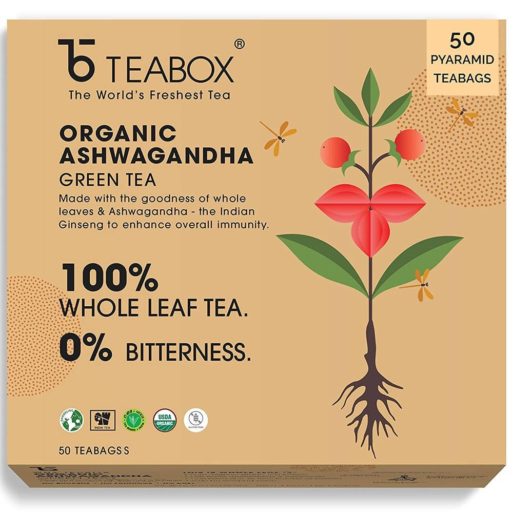 Teabox Organic Ashwagandha Green Tea Bags | Grocsy