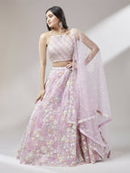 House of Panchhi Coral Net heavy Sequinse embroidery Lehenga choli & Dupatta | Grocsy