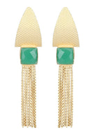 Joban Fashion Women Handcrafted Green Stone Matte Gold Earrings | Grocsy
