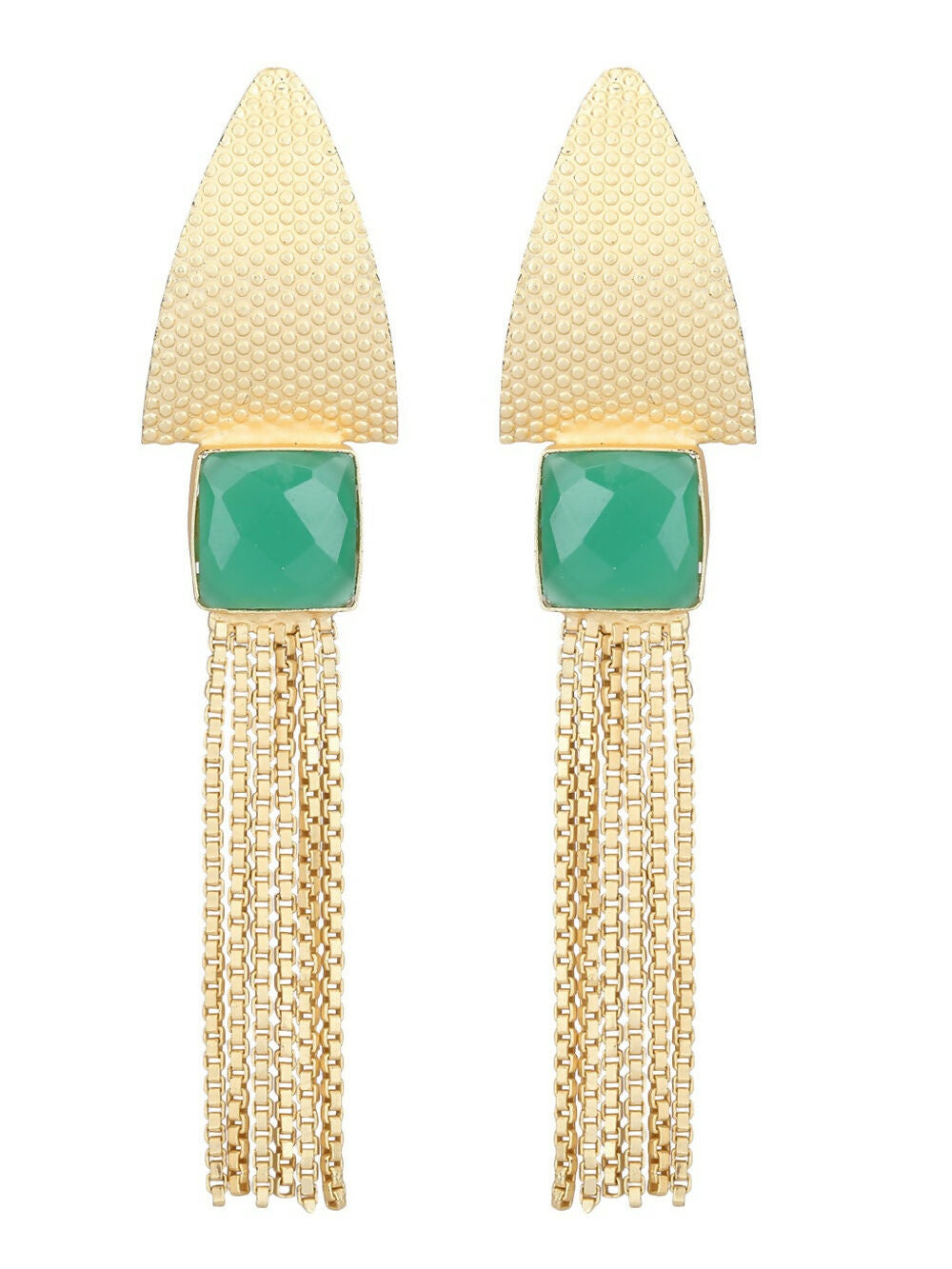 Joban Fashion Women Handcrafted Green Stone Matte Gold Earrings | Grocsy