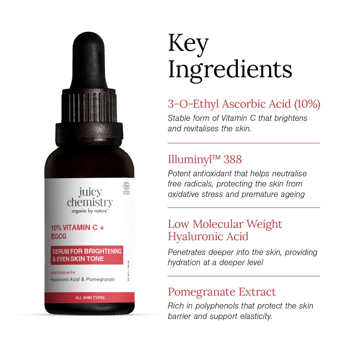 Juicy Chemistry 10% Vitamin C + EGCG Face Serum | Grocsy