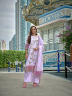 Joban Fashion Purple Position Digital Print With Position Foil Kurta Set | Grocsy