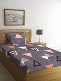KLOTTHE Purple Geometric 210 TC Cotton Bedsheet with Pillow Covers | Grocsy