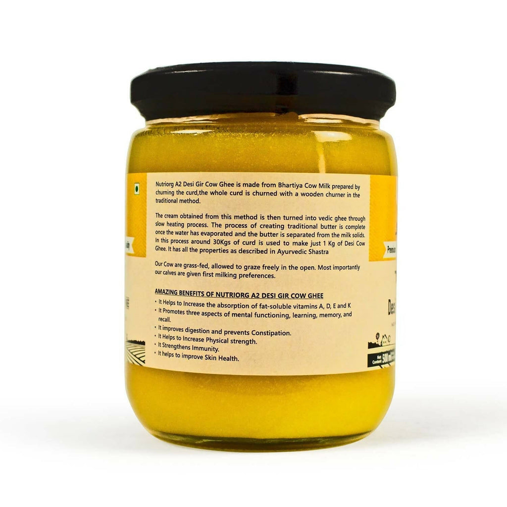 Upaveda A2 Pure Ghee| 100% Gir Cow Ghee | A2 Cow Desi Pure Ghee | Organic Grass Fed Cows | Traditional Bilona Method Ghee | Grocsy