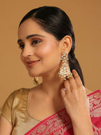 Nuyug 22K Gold Plated Chandbali Stone Drop Kundan Earrings | Grocsy