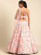 House of Panchhi Pink Net Sequins and Zarkan embroidery Lehenga choli & Dupatta | Grocsy