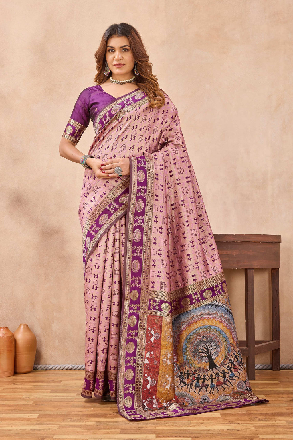 Divine International Trading Co Light Pink Soft Silk Blend Banarasi Jacuard Work Designer Party Wear Saree With Unstitched Blouse Piece | Grocsy