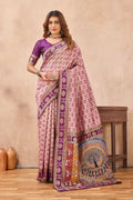 Divine International Trading Co Light Pink Soft Silk Blend Banarasi Jacuard Work Designer Party Wear Saree With Unstitched Blouse Piece | Grocsy