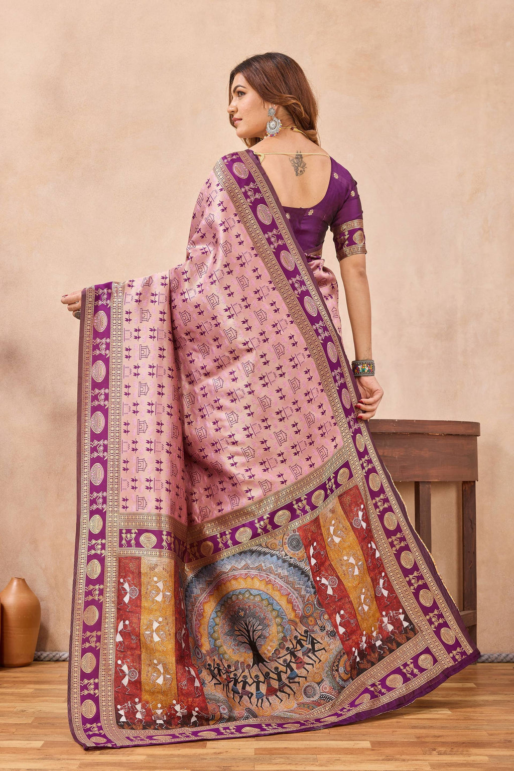 Divine International Trading Co Light Pink Soft Silk Blend Banarasi Jacuard Work Designer Party Wear Saree With Unstitched Blouse Piece | Grocsy