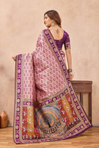 Divine International Trading Co Light Pink Soft Silk Blend Banarasi Jacuard Work Designer Party Wear Saree With Unstitched Blouse Piece | Grocsy