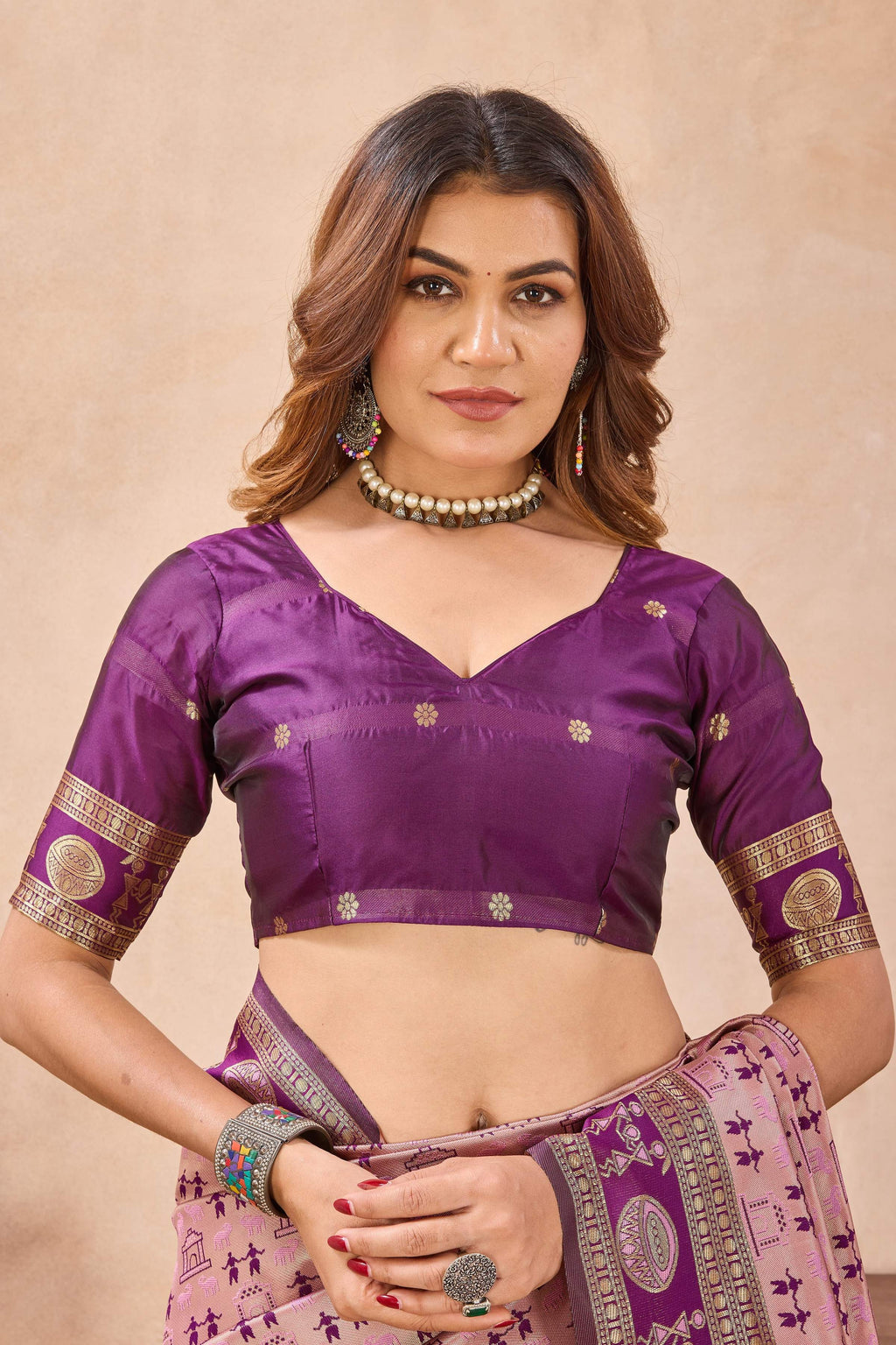 Divine International Trading Co Light Pink Soft Silk Blend Banarasi Jacuard Work Designer Party Wear Saree With Unstitched Blouse Piece | Grocsy