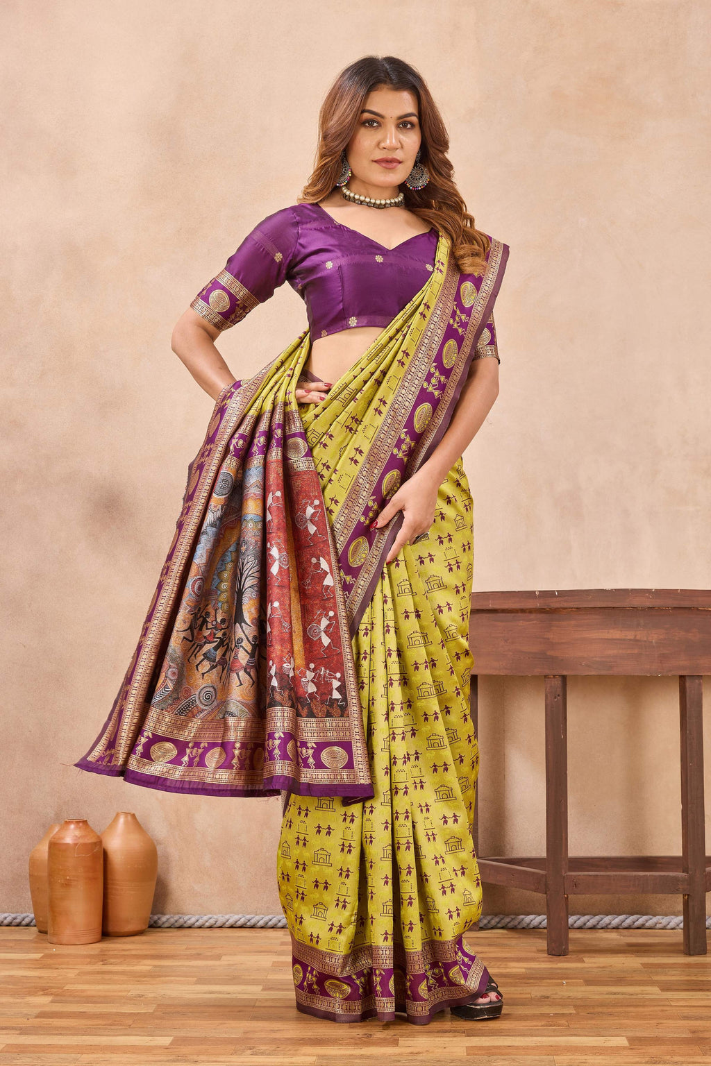 Divine International Trading Co Neon Wine Soft Silk Blend Banarasi Jacuard Work Designer Party Wear Saree With Unstitched Blouse Piece | Grocsy