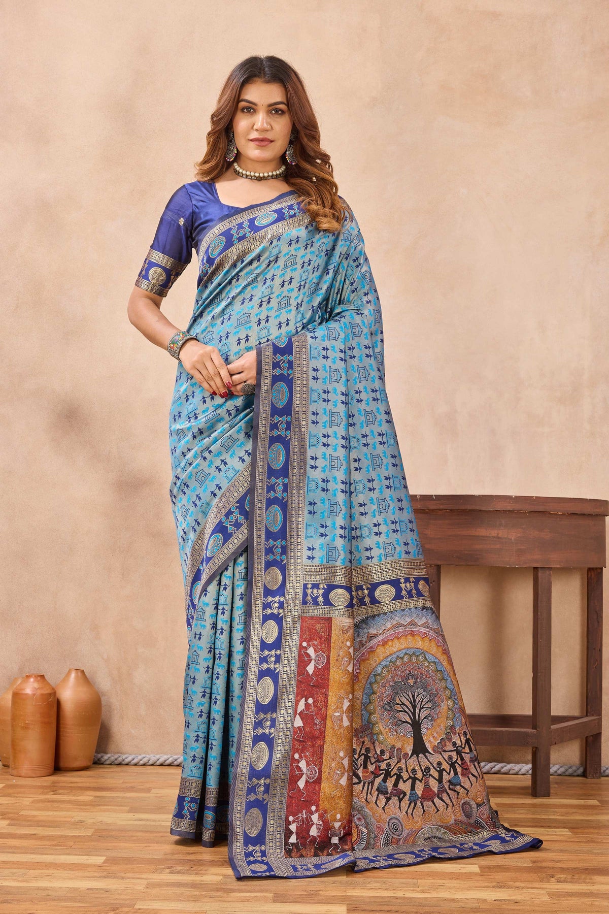 Divine International Trading Co Turquoise Soft Silk Blend Banarasi Jacuard Work Designer Party Wear Saree With Unstitched Blouse Piece | Grocsy