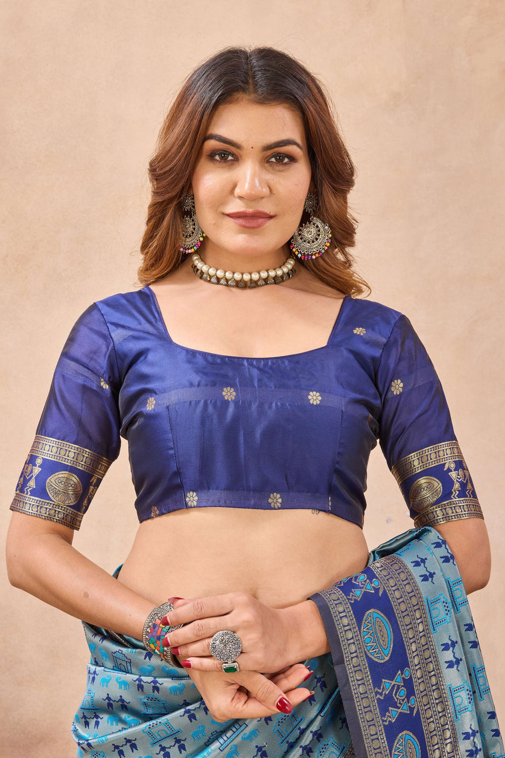 Divine International Trading Co Turquoise Soft Silk Blend Banarasi Jacuard Work Designer Party Wear Saree With Unstitched Blouse Piece | Grocsy
